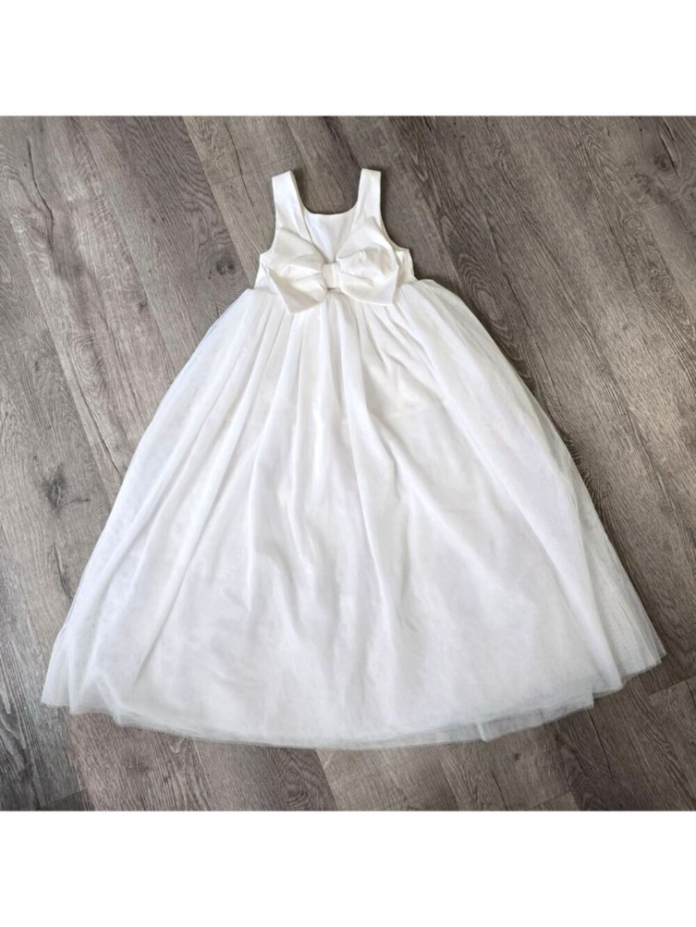 Mumu Mini Girls show me your mumu Sleeveless White Tulle Bow flower girl Dress 6 - Picture 6 of 8